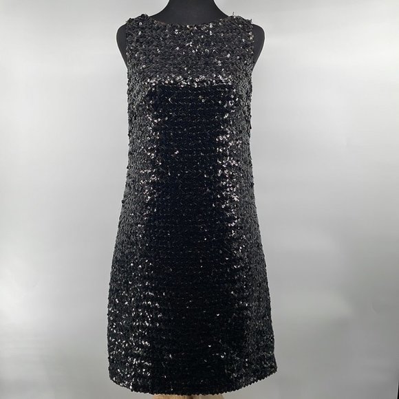Marchesa Notte LBD Little Black Dress Sequins Mini Dress Party Standout Sz 2 - Picture 7 of 16